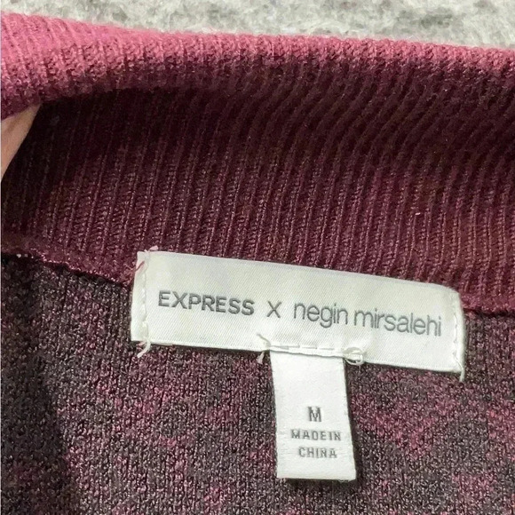 Express X Negin M. knit burgundy midi skirt w/ black snakeskin print M - Picture 4 of 5